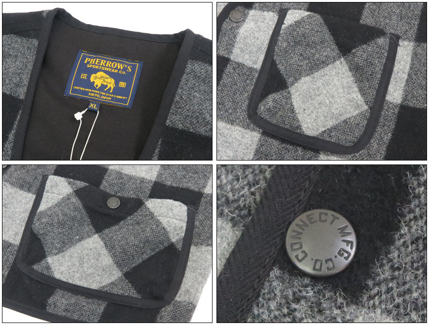 フェローズ PHERROW'S フェローズ バッファローチェック ハンティング ベスト 24W-PBCV1【2024-25年秋冬新作】