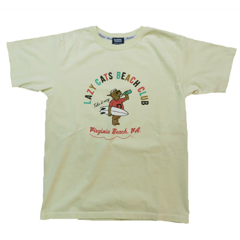 フェローズ PHERROW'S 半袖 Tシャツ バックプリント 「LAZY CATS BEACH CLUB 」25S-PT10【2025年春夏新作】
