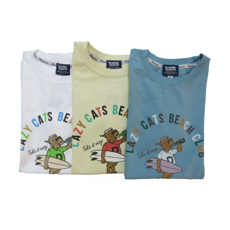 フェローズ PHERROW'S 半袖 Tシャツ バックプリント 「LAZY CATS BEACH CLUB 」25S-PT10【2025年春夏新作】