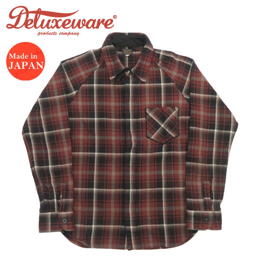 デラックスウェア DELUXEWARE 長袖 シャツ チェック ラグランスリーブ ”DELUXE STYLE SHIRT” 7649B【2024-25年秋冬新作】