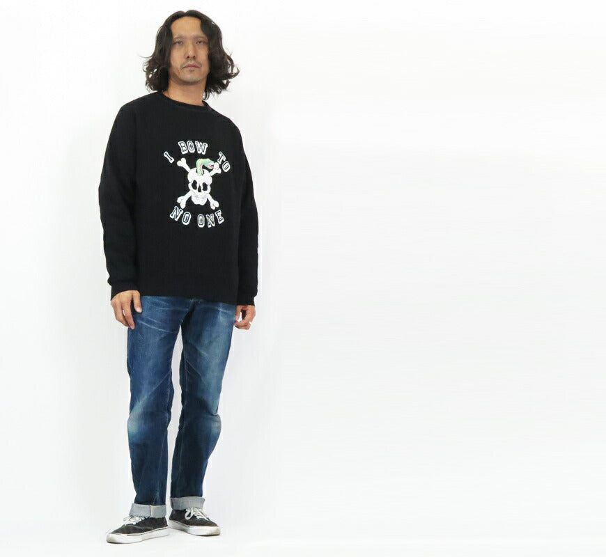 JELADO ジェラード フリーダムスリーブ 丸胴 クルーネック スウェット フロッキープリント Skull Snake 展示会限定モデル AB11212 【2023-24年秋冬新作】