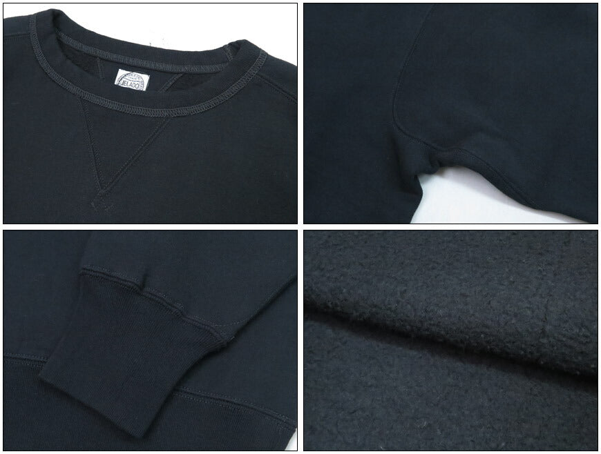 JELADO ジェラード フリーダムスリーブ 丸胴 クルーネック スウェット ブラック AB82251-24AW【2024-25年秋冬新作】