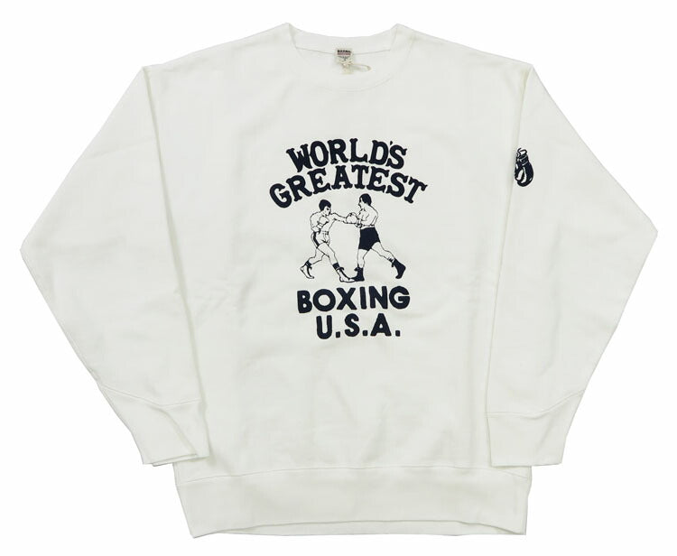 バーンズ BARNS 長袖 クルーネック スウェット アスレチックシリーズ トレーナー プリント ピグメント染め ”Boxing” BR-24444【2024-25年秋冬新作】
