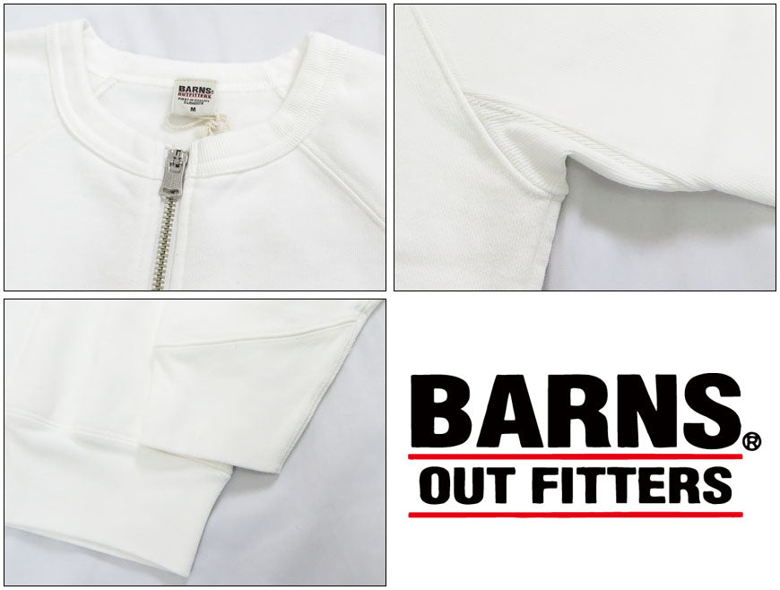 バーンズ BARNS 長袖 ジップアップ カーディガン アスレチックシリーズ ラグランスリーブ ピグメント染め BR-24447【2024-25年秋冬新作】