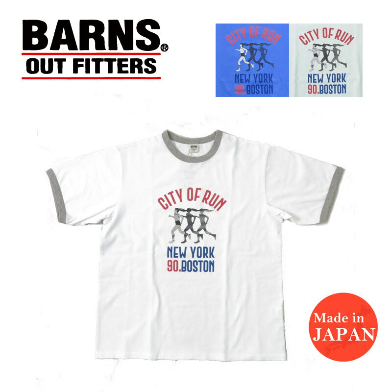 バーンズ BARNS リンガーネック 半袖 プリント Tシャツ CITY OF RUN BR-25168 【2025年春夏新作】