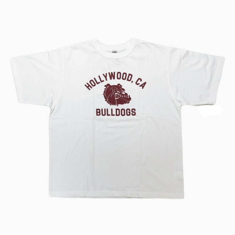 バーンズ BARNS 半袖 バインダーネック カレッジロゴ プリント Tシャツ