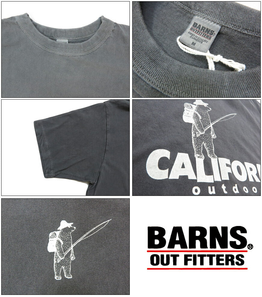 バーンズ BARNS 半袖 バインダーネック ピグメント Tシャツ "CALIFORNIA" BR-25296 【2025年春夏新作】