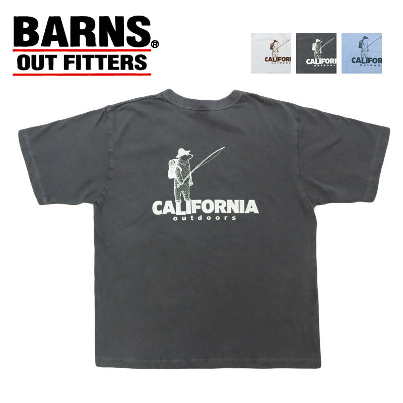 バーンズ BARNS 半袖 バインダーネック ピグメント Tシャツ "CALIFORNIA" BR-25296 【2025年春夏新作】