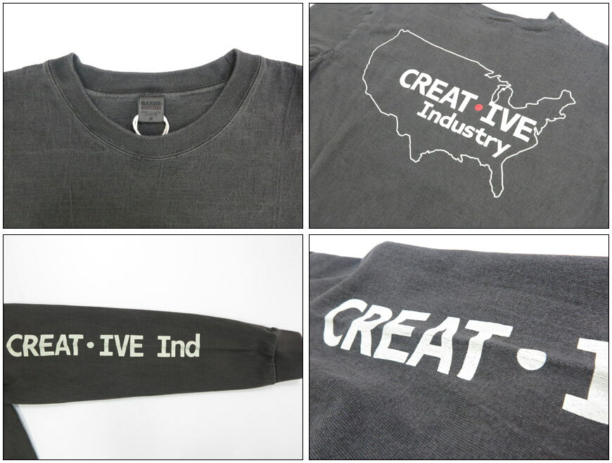 バーンズ BARNS 長袖 ”Creative Industry” プリント Tシャツ BR-25321【2025年秋冬新作】