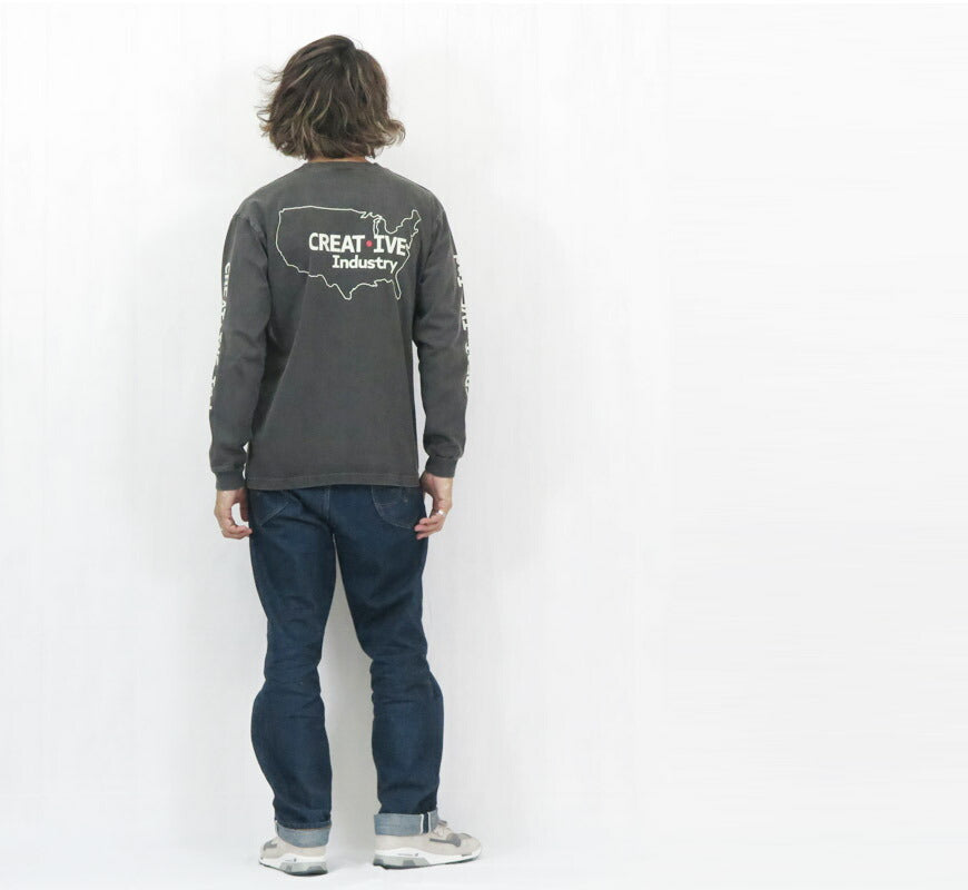 バーンズ BARNS 長袖 ”Creative Industry” プリント Tシャツ BR-25321【2025年秋冬新作】