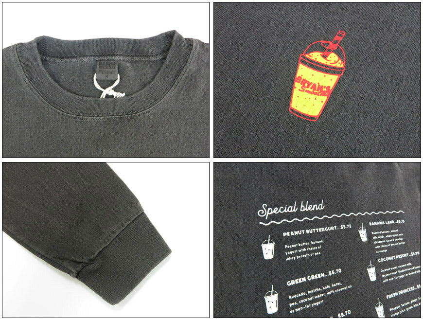 バーンズ BARNS 長袖 ”BRYAN'S smoothie” プリント Tシャツ BR-25323【2025年秋冬新作】