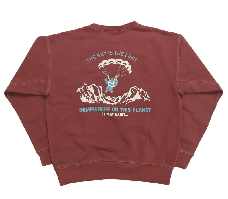 バーンズ BARNS スーパーヘビーウェイト クルーネック スウェット プリント トレーナー ”THE SKY IS THE LIMIT” BR-25353【2025年秋冬新作】