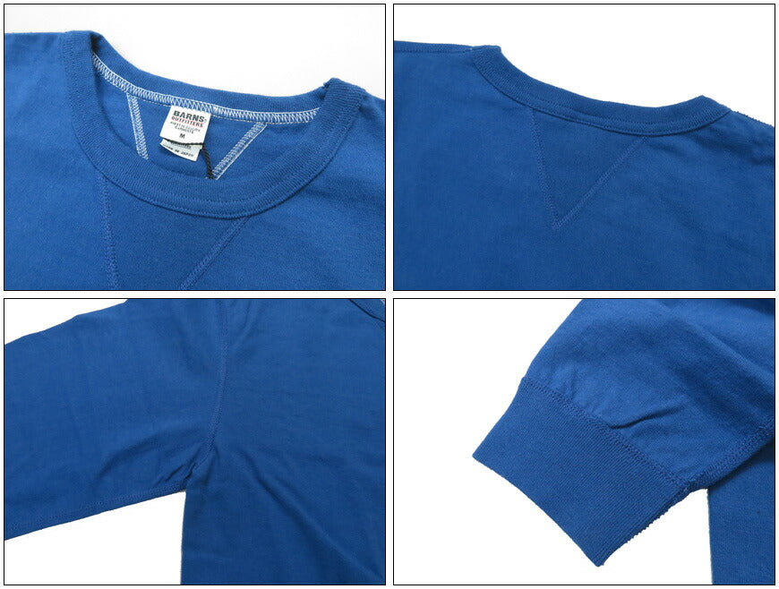 バーンズBARNS長袖Tシャツクルーネックヴィンテージピグメント4本針縫いユニオンスペシャル・フラットシーマーBR-3043ltd-24【2024-25年秋冬新作】