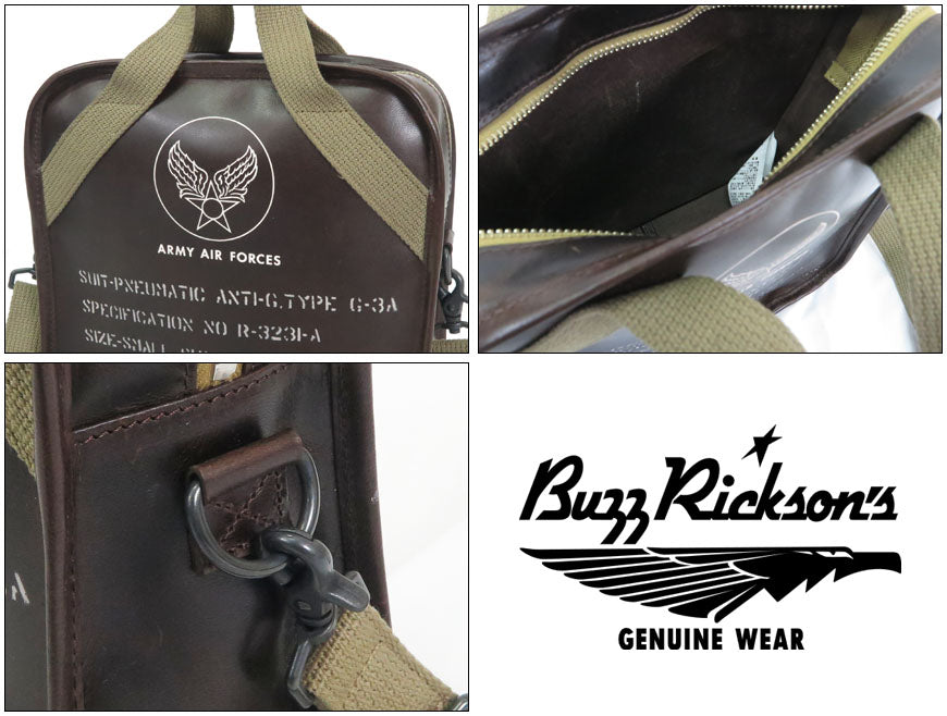 バズリクソンズ Buzz Rickson's TYPE G-3A 馬革 レザー ショルダー バッグ SUIT-PNEUMATIC ANTI-G, TYPE G-3A LEATHER BAG BR02834【2024-25年秋冬新作】