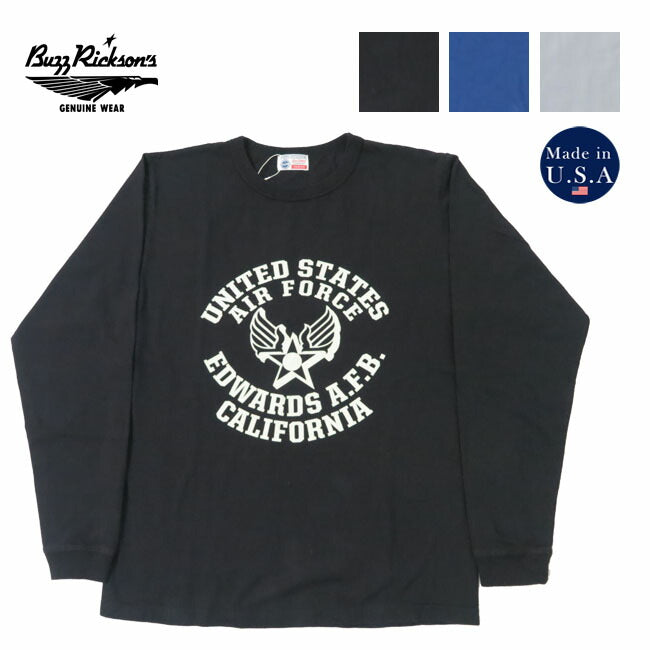 バズリクソンズ BUZZ RICKSON'S 長袖 Tシャツ プリント "EDWARDS" MADE IN USA BR69508 【2024-25年秋冬新作】