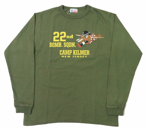 バズリクソンズ BUZZ RICKSON'S 長袖 Tシャツ プリント "22nd BOMB.SQDN" MADE IN USA BR69509 【2024-25年秋冬新作】
