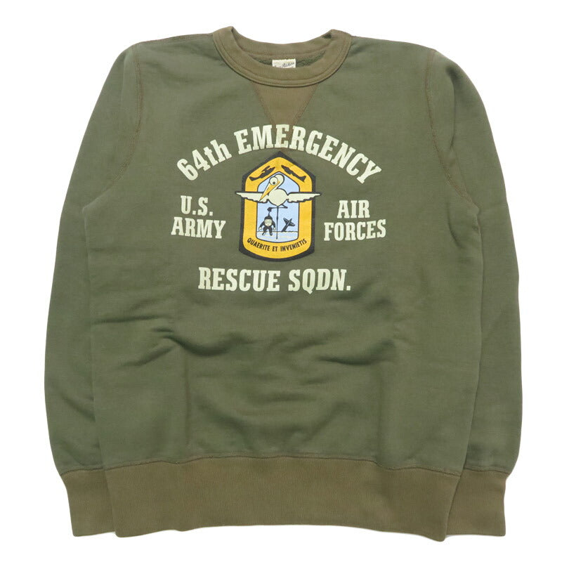 バズリクソンズ BUZZ RICKSON'S セットイン クルーネック スウェット " 64th EMERGENCY RESCUE SQDN" ミリタリー 長袖 BR69635【2025年秋冬新作】