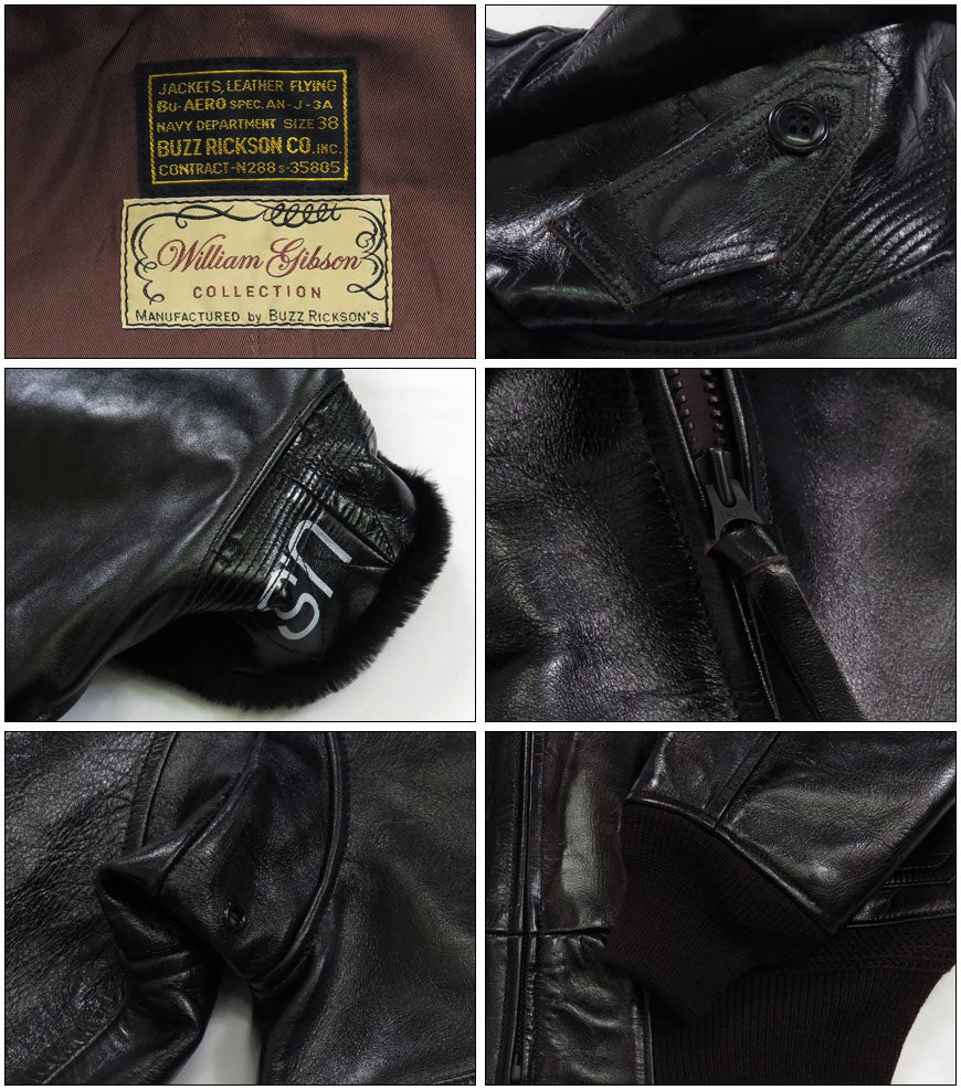 バズリクソンズ Buzz Rickson's WILLIAM GIBSON BLACK AN-J3A ホースハイド ブラック ウィリアムギブソン レザー 馬革 G-1 BR80655 【2024-25年秋冬新作】