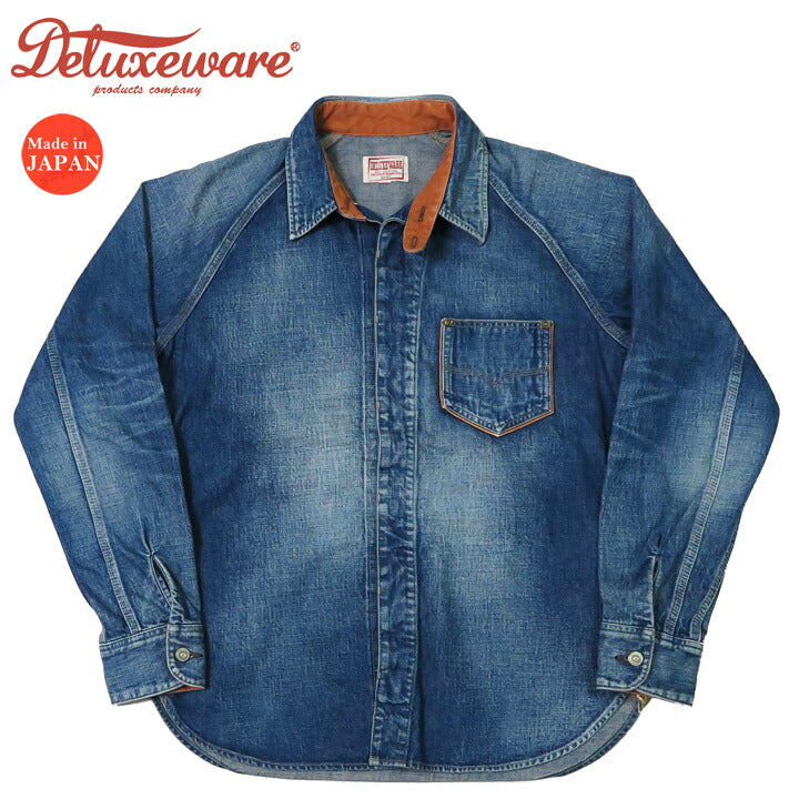 デラックスウェア DELUXEWARE 10.5oz デニム ワークシャツ ユーズドウォッシュ 40s DENIM インディゴ 7640AG 【2025年春夏新作】