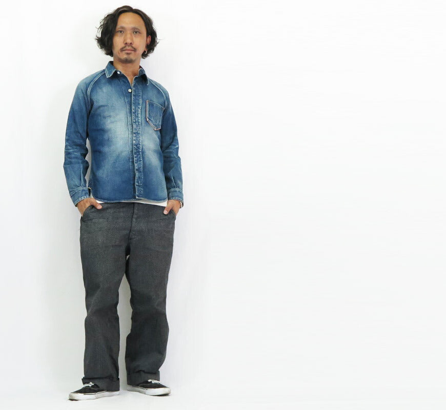 デラックスウェア DELUXEWARE 10.5oz デニム ワークシャツ ユーズドウォッシュ 40s DENIM インディゴ 7640AG 【2025年春夏新作】