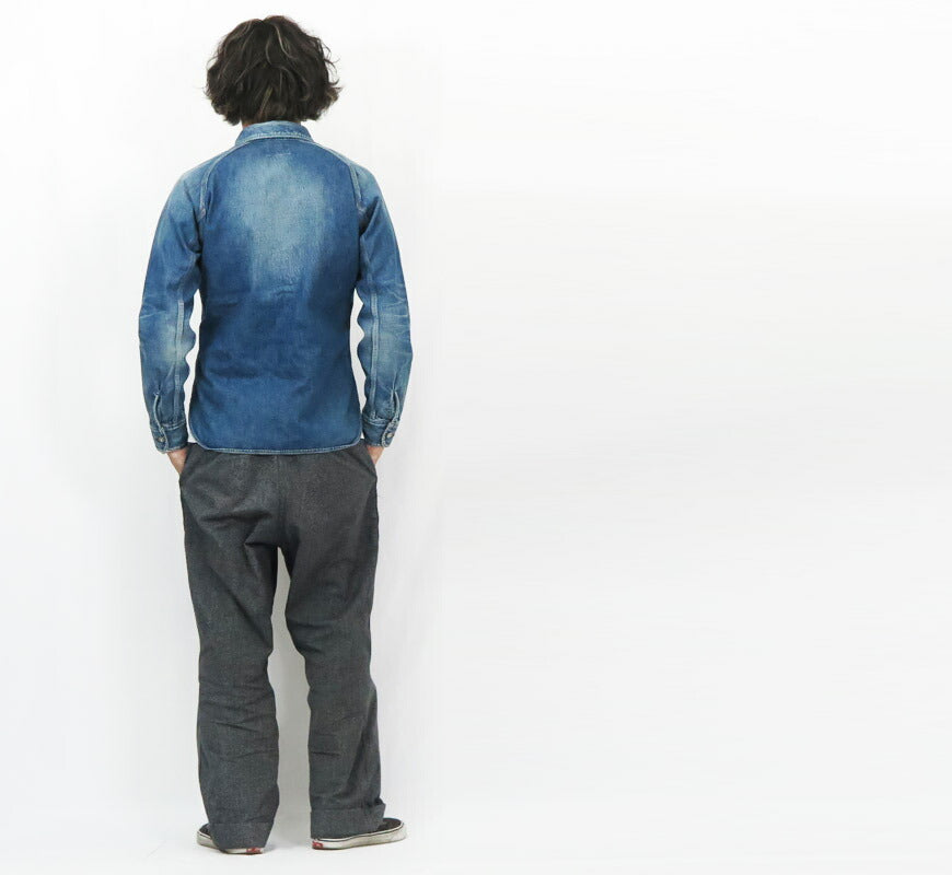 デラックスウェア DELUXEWARE 10.5oz デニム ワークシャツ ユーズドウォッシュ 40s DENIM インディゴ 7640AG 【2025年春夏新作】