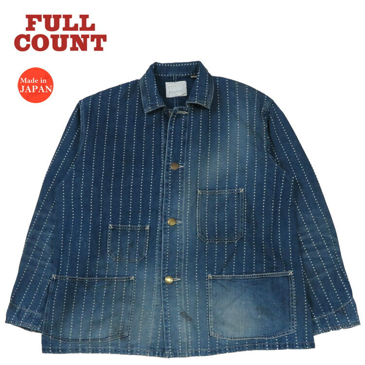 フルカウント FULLCOUNT スターインディゴウォバッシュストライプ チョアジャケット ハードウォッシュ リメイク加工 カバーオール FC2051HW 【2025年秋冬新作】 フルカウント FULLCOUNT スターインディゴウォバッシュストライプ
