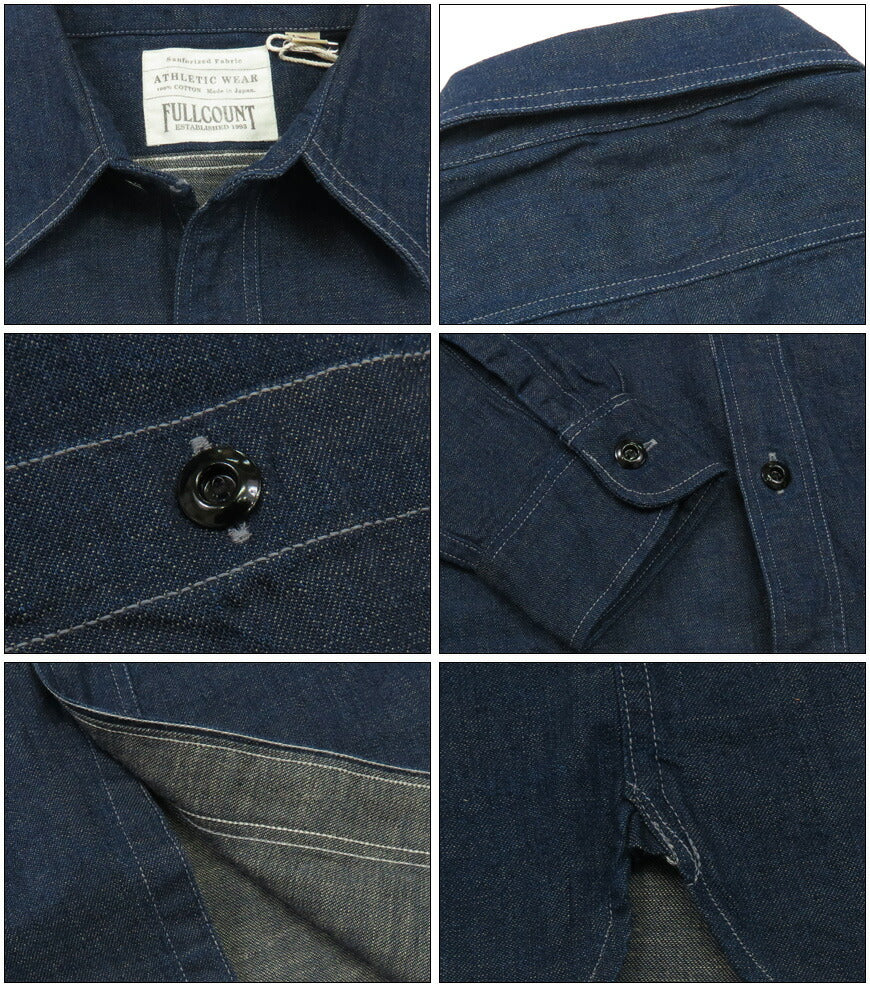 フルカウント FULLCOUNT 8oz PWデニム 長袖 ワーク シャツ ワンウォッシュ 定番 Lot.4890 【2025年春夏新作】