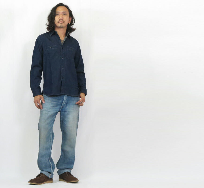 フルカウント FULLCOUNT 8oz PWデニム 長袖 ワーク シャツ ワンウォッシュ 定番 Lot.4890 【2025年春夏新作】