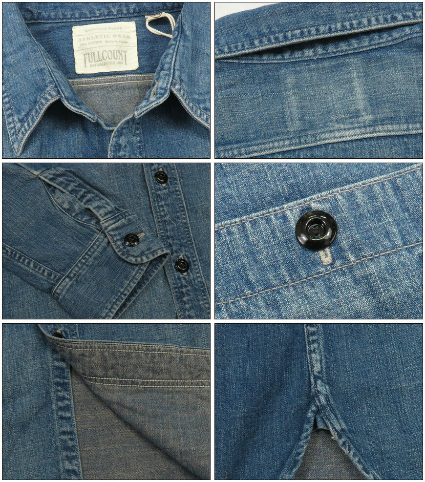フルカウント FULLCOUNT 8oz PWデニム 長袖 ワーク シャツ ハードウォッシュ 定番 Lot.4890HW 【2025年春夏新作】