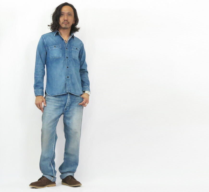 フルカウント FULLCOUNT 8oz PWデニム 長袖 ワーク シャツ ハードウォッシュ 定番 Lot.4890HW 【2025年春夏新作】