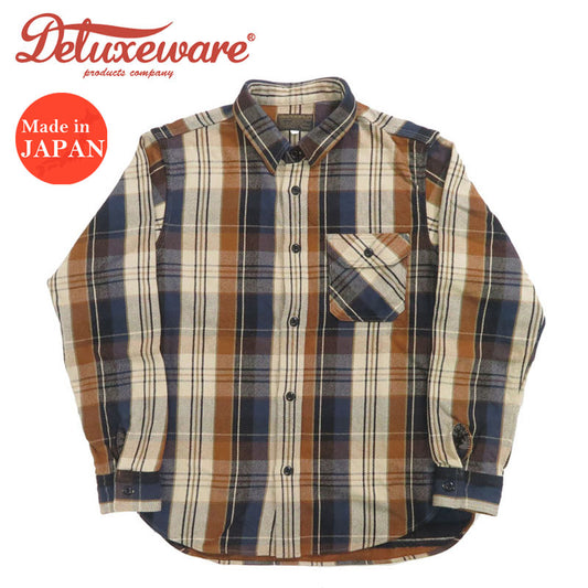 デラックスウェア DELUXEWARE 長袖 ヘビーネル シャツ チェック ”ORANGE CHECK” HV-53【2024-25年秋冬新作】