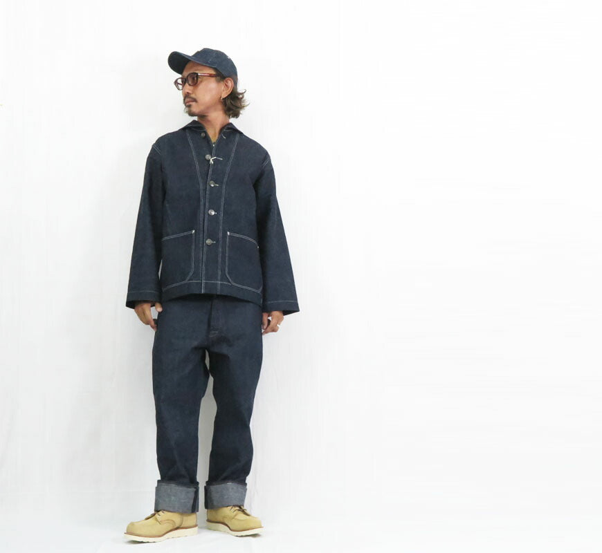 John Gluckow ジョングラッコー by WAREHOUSE ウエアハウス Lot JG-27 1920s セイラー ブラウス デニム カバーオール無地 インディゴ 【2025年秋冬新作】
