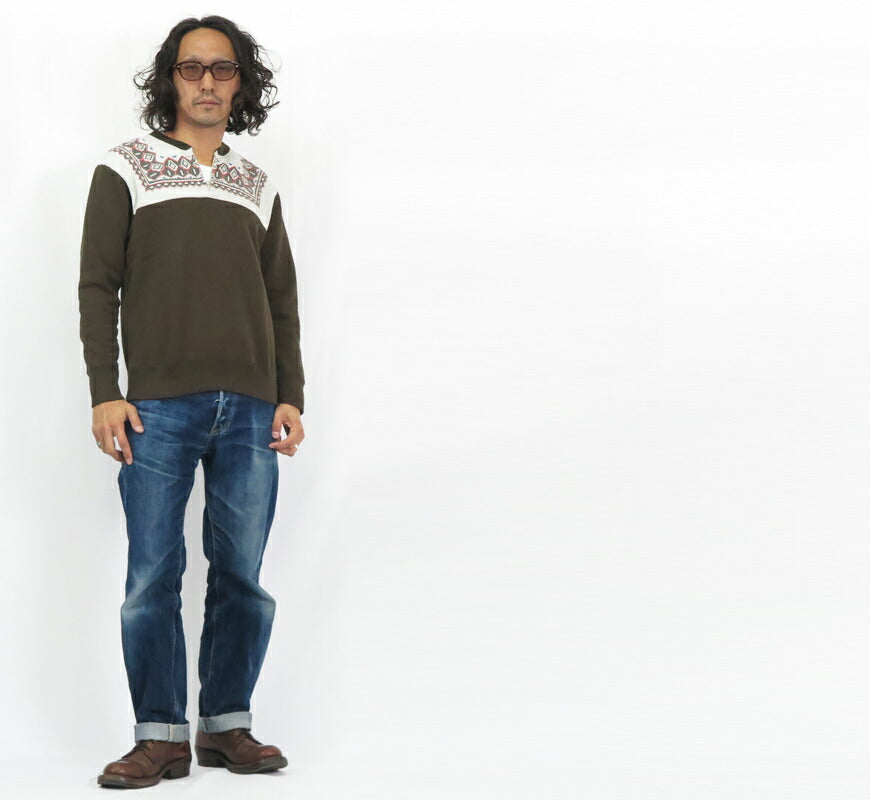 デラックスウェア DELUXEWARE 雪柄 ハーフジップ スウェット SNOW PATTERN ユニオンスペシャル S105-24A 【2024-25年秋冬新作】