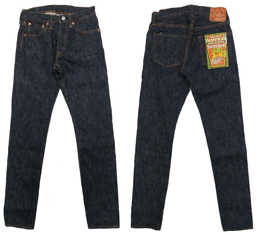 サムライジーンズ SAMURAI JEANS Jeans S511XX Neuer 511 Modell Slim Tapered 19oz Kanten mit Klinge Selvedge Denim One-Wash Jeans
