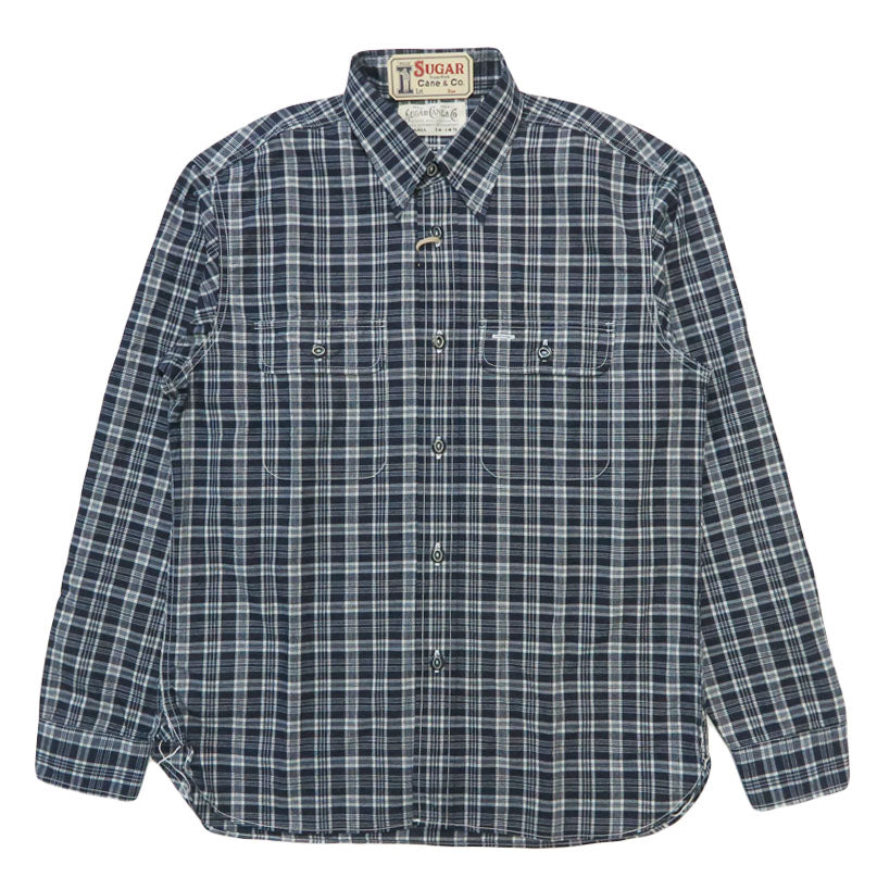 シュガーケーン SUGAR CANE 長袖 インディゴチェック ワークシャツ FICTION ROMANCE 4oz. INDIGO CHECK WORK SHIRT SC29672 【2026年春夏新作】