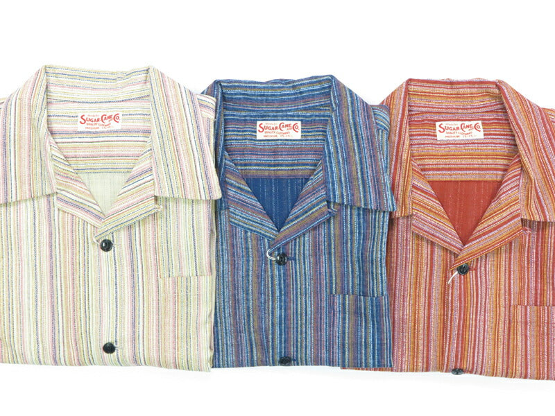 シュガーケーン SUGAR CANE 半袖 マルチストライプ オープンカラーシャツ MULTI STRIPE OPEN SHIRT SC39520【2025年春夏新作】