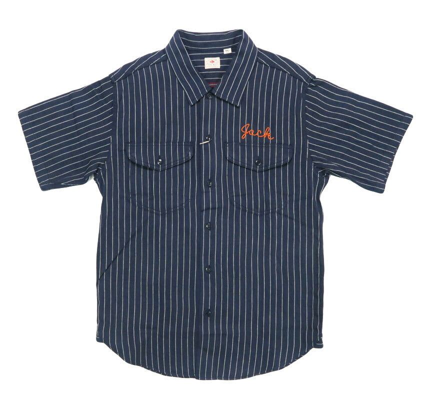 シュガーケーン SUGAR CANE コークストライプ 半袖 ワーク シャツ チェーンステッチ刺繍 COKE STRIPE WORK SHIRT with CHAIN EMBROIDERED SC39528【2025年春夏新作】
