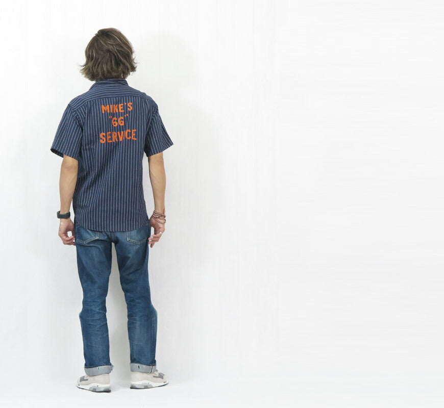 シュガーケーン SUGAR CANE コークストライプ 半袖 ワーク シャツ チェーンステッチ刺繍 COKE STRIPE WORK SHIRT with CHAIN EMBROIDERED SC39528【2025年春夏新作】