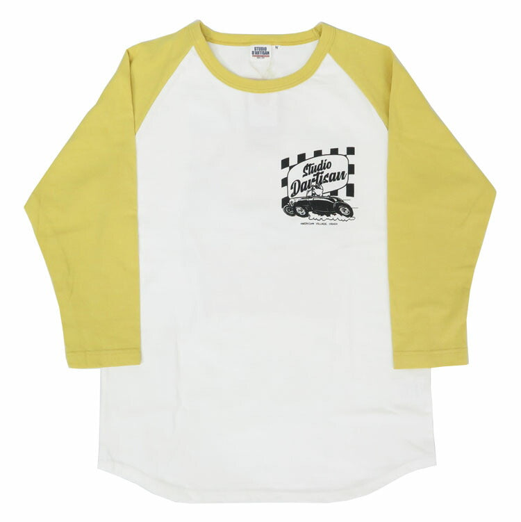 ダルチザン ステュディオ・ダ・ルチザン STUDIO D'ARTISAN 7分袖 ラウンドカット ラグランスリーブ プリント Tシャツ「CHICKEN RACE」8151B