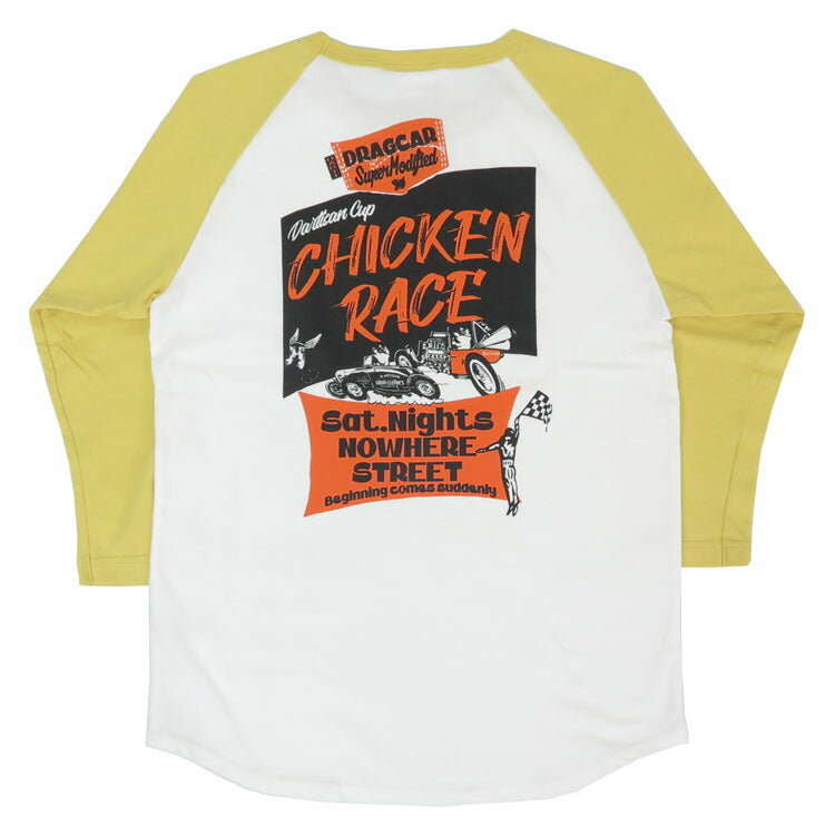 ダルチザン ステュディオ・ダ・ルチザン STUDIO D'ARTISAN 7分袖 ラウンドカット ラグランスリーブ プリント Tシャツ「CHICKEN RACE」8151B