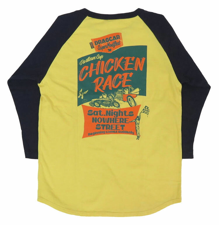 ダルチザン ステュディオ・ダ・ルチザン STUDIO D'ARTISAN 7分袖 ラウンドカット ラグランスリーブ プリント Tシャツ「CHICKEN RACE」8151B