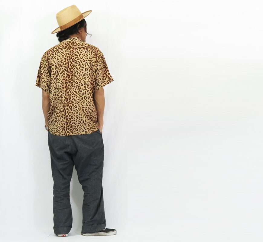 STAROFHOLLYWOODスターオブハリウッド半袖レーヨンオープンカラーシャツLEOPARDアロハシャツハワイアンシャツSH39490【2025年春夏新作】