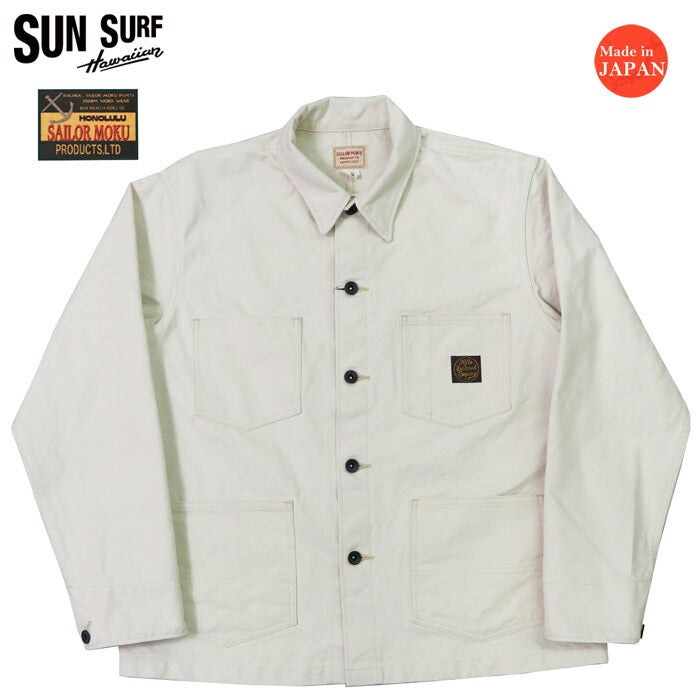SUN SURF サンサーフ SAILOR MOKU PRODUCTS 10oz. コットンダック ホワイト ワークジャケット カバーオール SM15689 【2025年春夏新作】