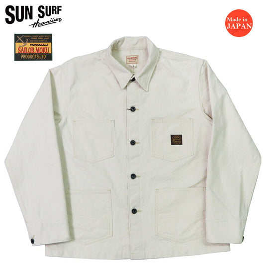 SUN SURF サンサーフ SAILOR MOKU PRODUCTS 10oz. コットンダック ホワイト ワークジャケット カバーオール SM15689 【2025年春夏新作】