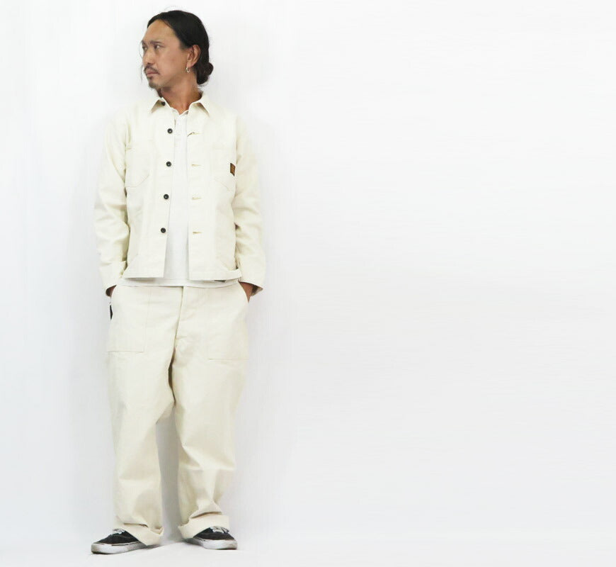 SUN SURF サンサーフ SAILOR MOKU PRODUCTS 10oz. コットンダック ホワイト ワークジャケット カバーオール SM15689 【2025年春夏新作】
