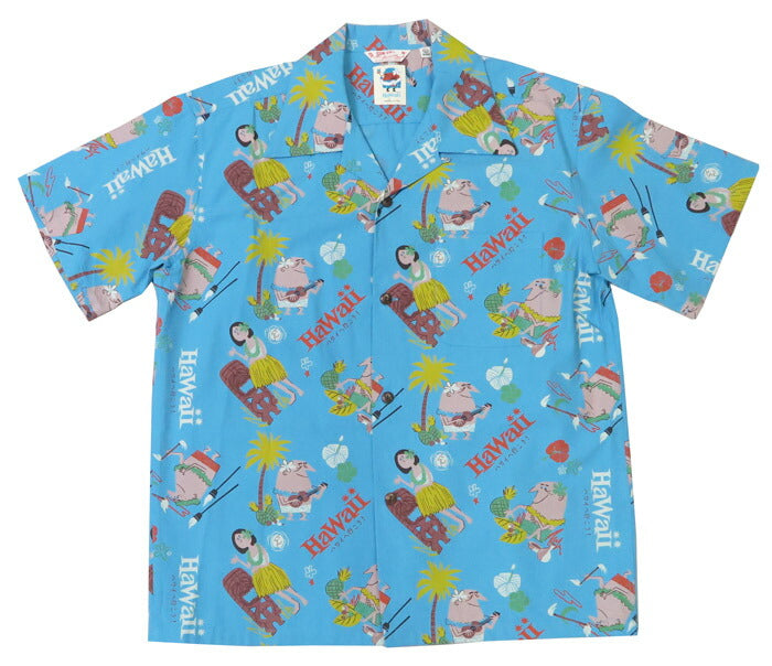 サンサーフ SUN SURF 半袖 コットンシアサッカー ハワイアンシャツ TRIP TO HAWAII by 柳原良平 with MOOKIE SS39537 【2025年春夏新作】