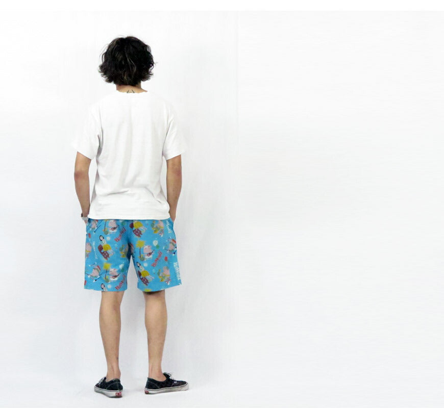 サンサーフ SUN SURF ショーツ ハーフパンツ シアサッカー生地 COTTON SEERSUCKER SHORTS “TRIP TO HAWAII” by 柳原良平 with MOOKIE SS52569