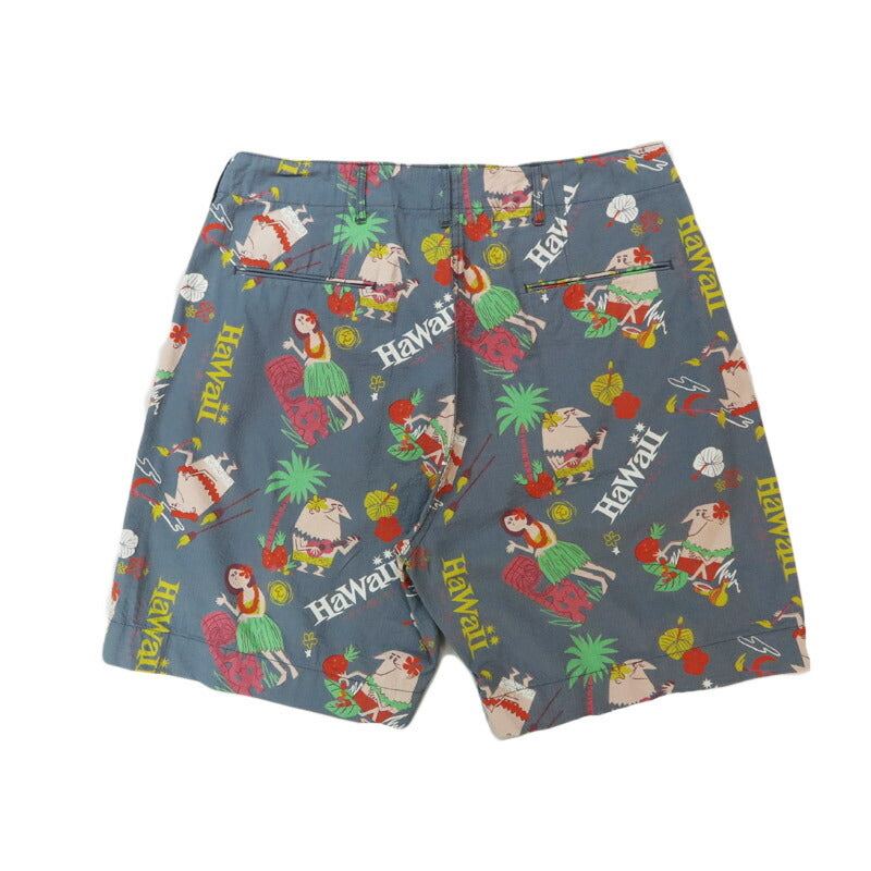 サンサーフ SUN SURF ショーツ ハーフパンツ シアサッカー生地 COTTON SEERSUCKER SHORTS “TRIP TO HAWAII” by 柳原良平 with MOOKIE SS52569