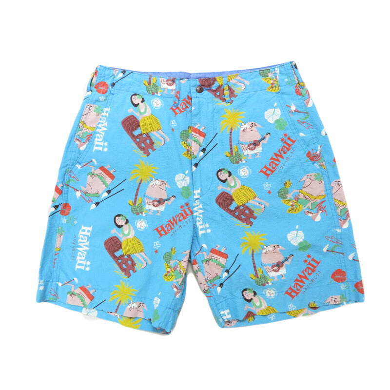 サンサーフ SUN SURF ショーツ ハーフパンツ シアサッカー生地 COTTON SEERSUCKER SHORTS “TRIP TO HAWAII” by 柳原良平 with MOOKIE SS52569 【2025年春夏新作】