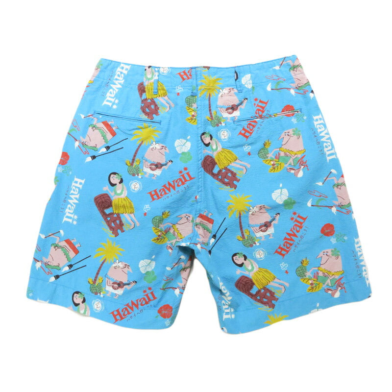サンサーフ SUN SURF ショーツ ハーフパンツ シアサッカー生地 COTTON SEERSUCKER SHORTS “TRIP TO HAWAII” by 柳原良平 with MOOKIE SS52569